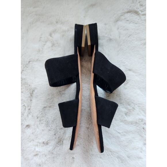 Defect New Mansur Gavriel Suede Double Strap Flat Sandal Size 38 Black - Picture 3 of 9
